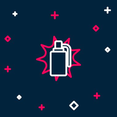 Çizgi El bombası ikonu mavi arkaplanda izole edildi. Bomba patlaması. Renkli taslak konsepti. Vektör