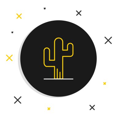 Kaktüs çizgi simgesi beyaz arkaplanda izole edildi. Renkli taslak konsepti. Vektör