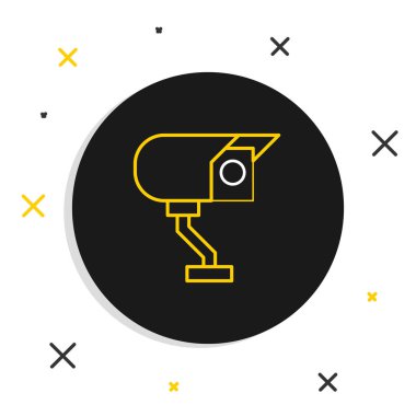 Güvenlik kamerası simgesi beyaz arkaplanda izole edildi. Renkli taslak konsepti. Vektör