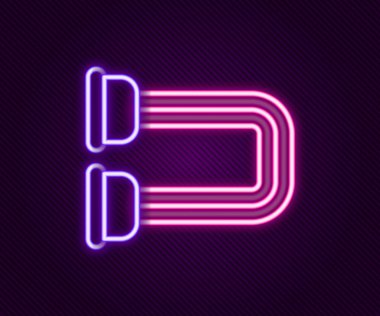 Parlayan neon hattı göğüs genişletici simgesi siyah arkaplanda izole edildi. Renkli taslak konsepti. Vektör