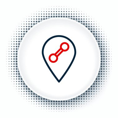 Çizgi konumu spor salonu simgesi beyaz arka planda izole edildi. Renkli taslak konsepti. Vektör