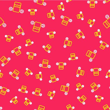 Askı simgesinde çizgi havlusu kırmızı arkaplanda izole edilmiş pürüzsüz desen. Banyo havlusu ikonu. Vektör