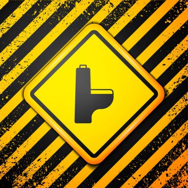 Siyah klozet ikonu sarı arka planda izole edilmiş. Uyarı işareti. Vektör