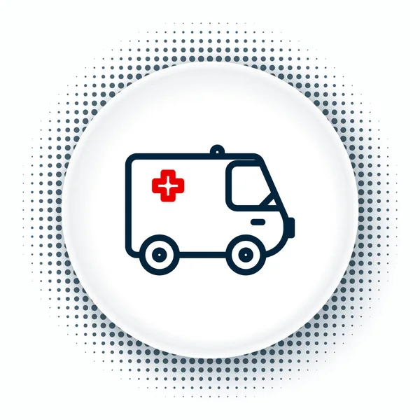 Beyaz Arka Planda Hat Ambulansı Acil Durum Arabası Ikonu Izole — Stok Vektör