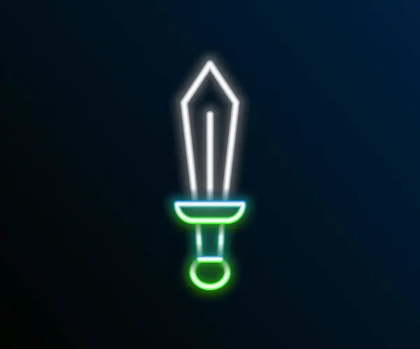 Leuchtende Leuchtschrift Schwert Spielzeug Symbol Isoliert Auf Schwarzem Hintergrund Buntes — Stockvektor