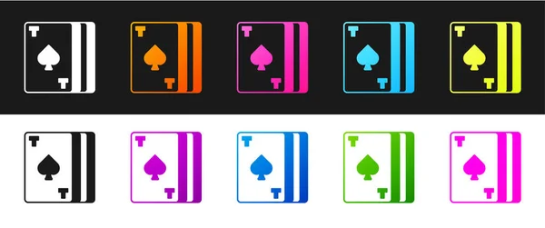 Набор Deck Игральных Карт Значок Изолирован Черно Белом Фоне Игры — стоковый вектор