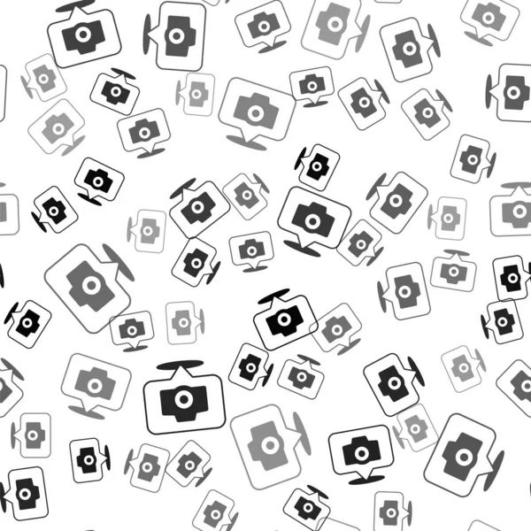 Das Symbol Der Schwarzen Fotokamera Isoliert Nahtlose Muster Auf Weißem — Stockvektor