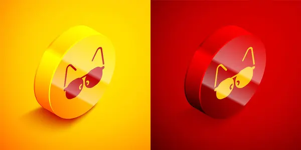 Ikona Okularów Izometrycznych Pomarańczowym Czerwonym Tle Symbol Szkieł Okularów Okrągły — Wektor stockowy