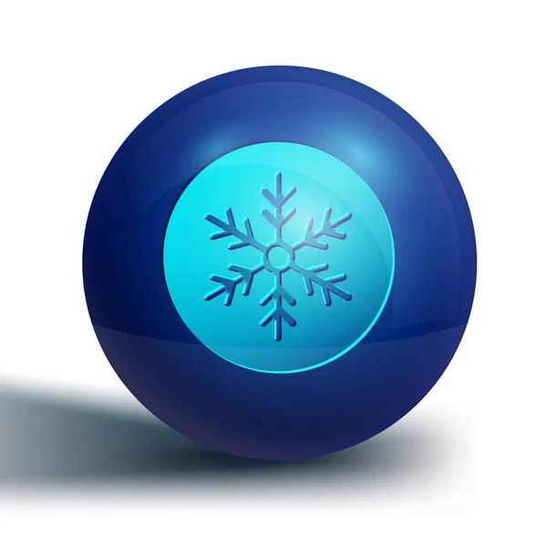 Blaues Schneeflockensymbol Isoliert Auf Weißem Hintergrund Frohe Weihnachten Und Ein — Stockvektor