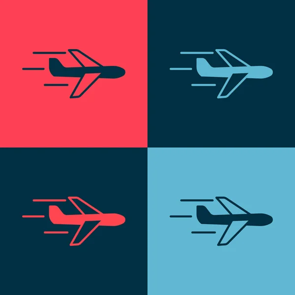 Pop Art Flugzeug Symbol Isoliert Auf Farbigem Hintergrund Fliegende Flugzeug — Stockvektor