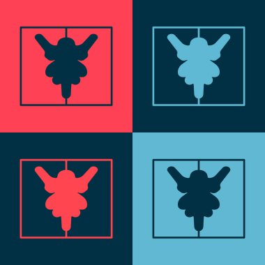 Pop Art Rorschach test simgesi renk arkaplanında izole edildi. Psikopat teşhis mürekkep lekesi testi Rorschach. Vektör