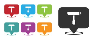 Siyah Çok Fonksiyonlu Taşınabilir Kaykay, uzun tahta, elektrikli kaykay aracı beyaz arka planda izole edildi. Simgeleri renklendirin. Vektör