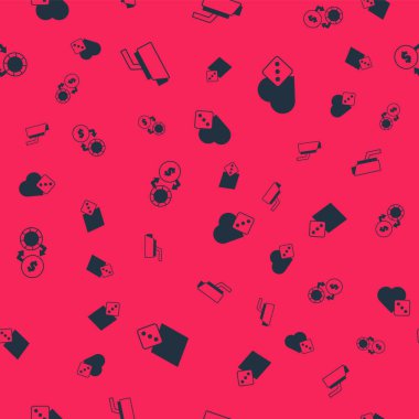 Oyun zarlarını, güvenlik kameralarını, kumarhane çiplerini para ve kusursuz şablona göre ayarla. Vektör