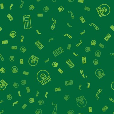 Sinema bileti, CD veya DVD diski ve mikrofonu pürüzsüz modda ayarla. Vektör