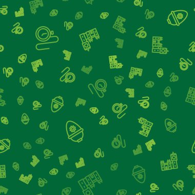 Hat gözcüsünü zincirle, İngiliz polis miğferiyle ve Big Ben kulesiyle kusursuz bir şekilde ayarla. Vektör