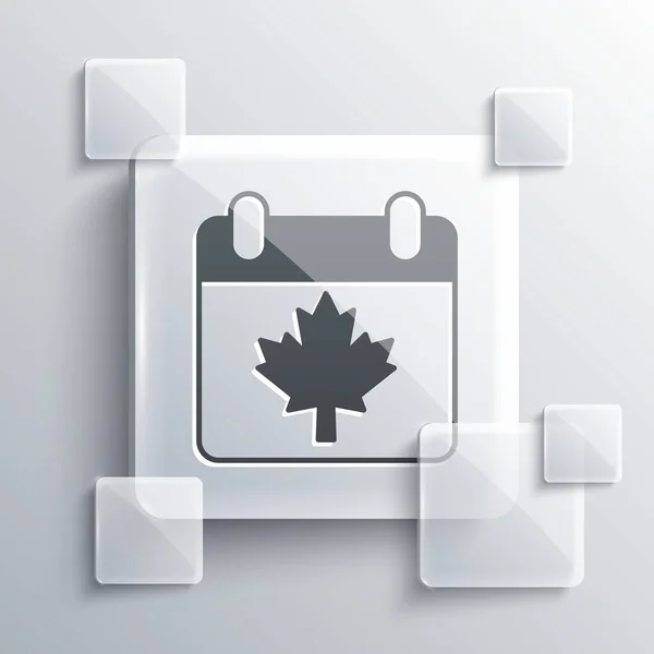Gri Arka Planda Akçaağaç Yaprağı Ikonu Olan Gri Kanada Günü — Stok Vektör
