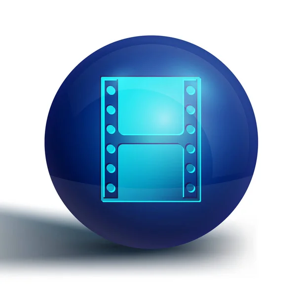Μπλε Εικονίδιο Βίντεο Play Απομονώνεται Λευκό Φόντο Πινακίδα Ταινίας Κουμπί — Διανυσματικό Αρχείο