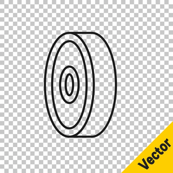 Černá Čára Skateboard Kuličkové Ložisko Ikona Izolované Průhledném Pozadí Vektor — Stockový vektor