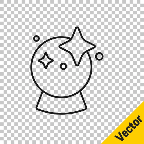 Чорна Лінія Чарівна Кулька Ізольована Прозорому Фоні Кришталевий Векторні — стоковий вектор