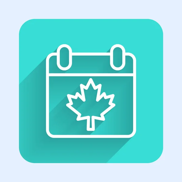 Weiße Linie Kanada Tag Mit Ahornblatt Symbol Isoliert Mit Langem — Stockvektor