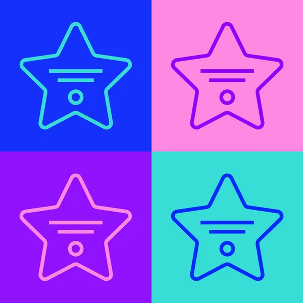 Pop Art Line Paseo Fama Estrella Icono Del Bulevar Celebridades — Vector de stock