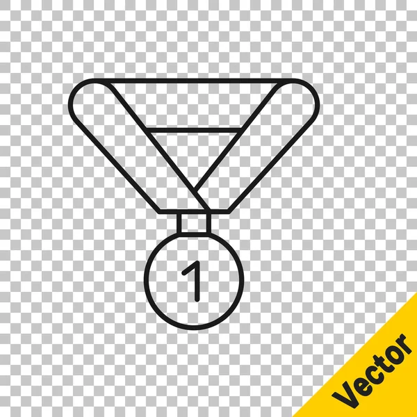Schwarze Linie Medaillensymbol Isoliert Auf Transparentem Hintergrund Siegersymbol Vektor — Stockvektor