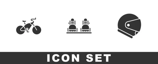 Встановіть Піктограму Велосипеда Сноуборду Шолома Векторні — стоковий вектор
