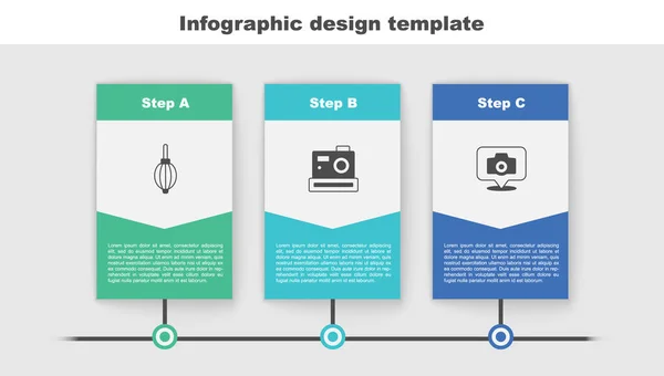 Réglez Souffleur Poussière Appareil Photo Modèle Infographie Entreprise Vecteur — Image vectorielle