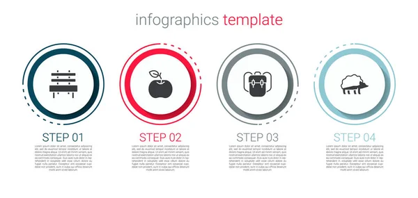 Set Bench Apple School Rugzak Egel Bedrijfsinfographic Sjabloon Vector — Stockvector