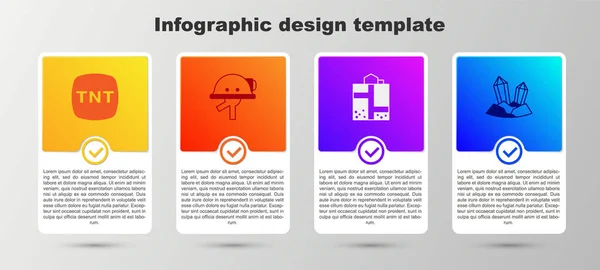 Definir Dinamite Capacete Mineiro Entrada Pedra Gem Modelo Infográfico Negócios — Vetor de Stock