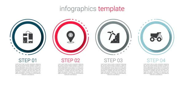 Установить Шахтный Вход Драгоценный Камень Кирпич Карьерный Самосвал Бизнес Инфографический — стоковый вектор