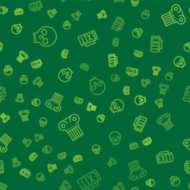 Çizgi insan kafatasını, Eskiler sütununu ve çıkış işaretini kusursuz şekilde ayarla. Vektör