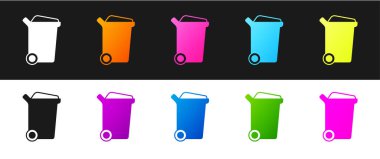 Çöp kutusu simgesini siyah beyaz arkaplanda izole et. Çöp kutusu tabelası. Sepet simgesini geri dönüştür. Ofis çöpü ikonu. Vektör