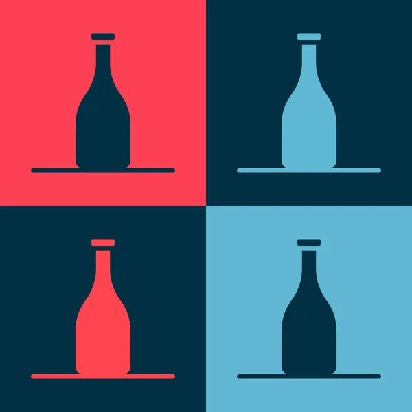 Pop art Botol ikon anggur terisolasi pada latar belakang warna. Vektor - Stok Vektor