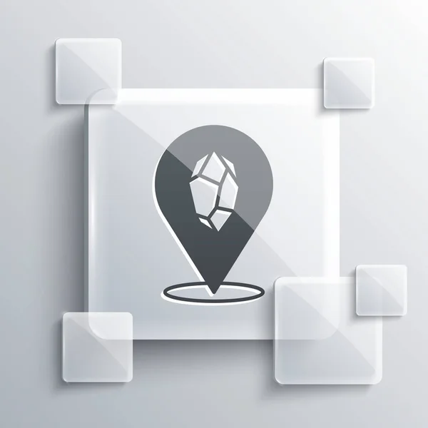 Ref. Grey Magic stone icon isolated on grey background. Фантастический кристалл. Драгоценности для игры. Квадратные стекла. Вектор — стоковый вектор