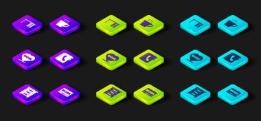 Belgeli çekmece, dizüstü bilgisayarlı metin çalışması, Kalp, adres defteri, kahve fincanı ve ofis masa simgesi. Vektör