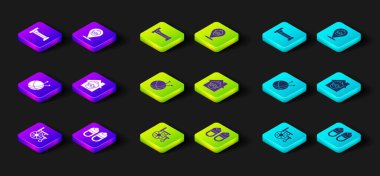 Tekerlekli sandalye, terlikler örgü iğneli iplik yumağı huzurevi ve yatak ikonu. Vektör