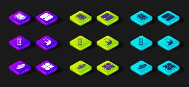 Bilek saatini, alan ölçümünü, yapı kabarcığı seviyesini, yaklaşık ölçümleri, Derinlik ve Ölçüm aygıtı simgesini ayarla. Vektör