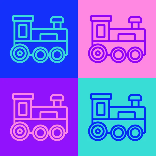 流行艺术线玩具火车图标孤立的色彩背景.B.病媒 — 图库矢量图片