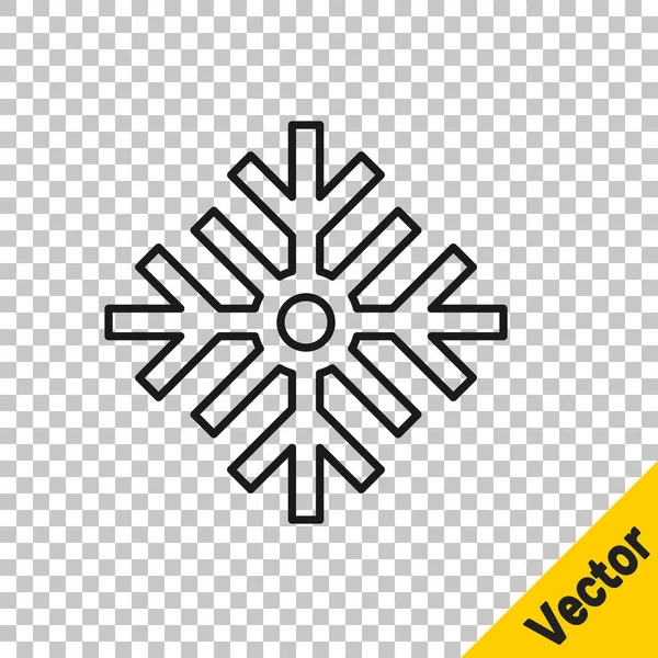 Schwarze Linie Schneeflocke Symbol isoliert auf transparentem Hintergrund. Frohe Weihnachten und ein gutes neues Jahr. Vektor — Stockvektor