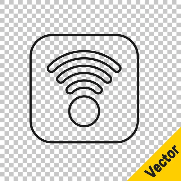 Ligne noire Wi-Fi icône de symbole de réseau Internet sans fil isolé sur fond transparent. Vecteur — Image vectorielle