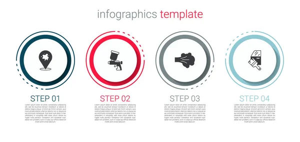 Set Pintura en spray, pistola y pintura de coches. Plantilla de infografía empresarial. Vector — Vector de stock