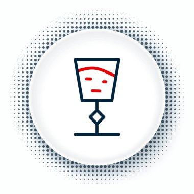 Beyaz arka planda izole edilmiş çizgi şarap cam ikonu. Şarap kadehi işareti. Renkli taslak konsepti. Vektör