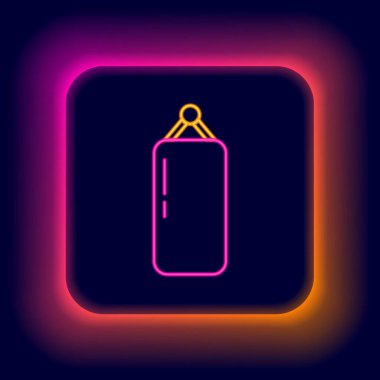 Parlayan neon hattı Kum Torbası simgesi siyah arkaplanda izole edildi. Renkli taslak konsepti. Vektör