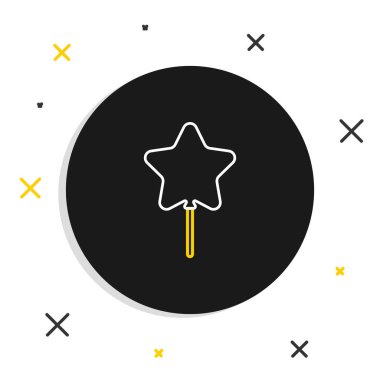 Beyaz zemin üzerinde şerit simgesi olan çizgi balonu. Mutlu Paskalyalar. Renkli taslak konsepti. Vektör