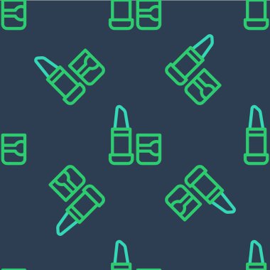 Çizgi ruj simgesi mavi arkaplanda izole edilmiş kusursuz desen. Vektör