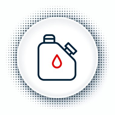 Beyaz arka planda izole edilmiş yanıcı sıvılar için çizgi kutusu. Yağ ya da biyoyakıt, patlayıcı kimyasallar, tehlikeli maddeler. Renkli taslak konsepti. Vektör