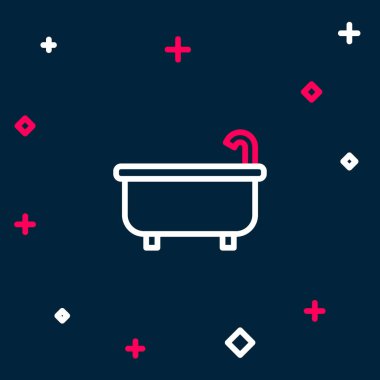 Küvet çizgisi simgesi mavi arkaplanda izole edildi. Renkli taslak konsepti. Vektör