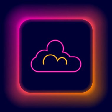 Parlayan neon hattı kara zemin üzerinde bulutlu hava ikonu izole edildi. Renkli taslak konsepti. Vektör