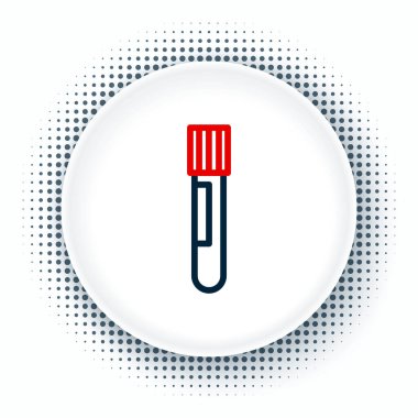 Çizgi Test tüpü ve kimyasal test ikonu beyaz arka planda izole edildi. Laboratuvar cam levhası. Renkli taslak konsepti. Vektör